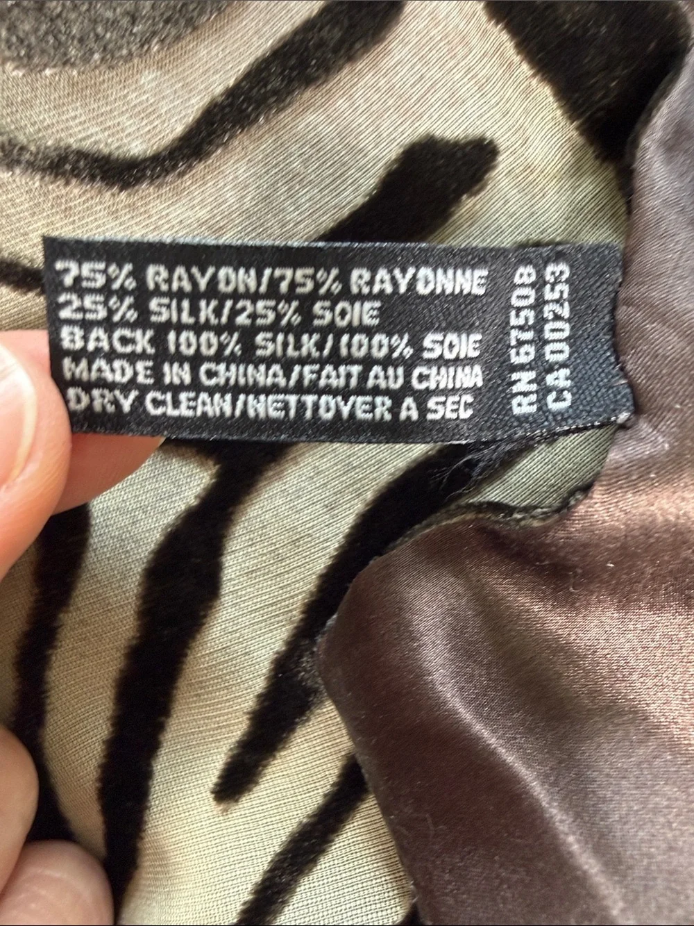 Ellen Tracy brown and tan animal print velvet scarf